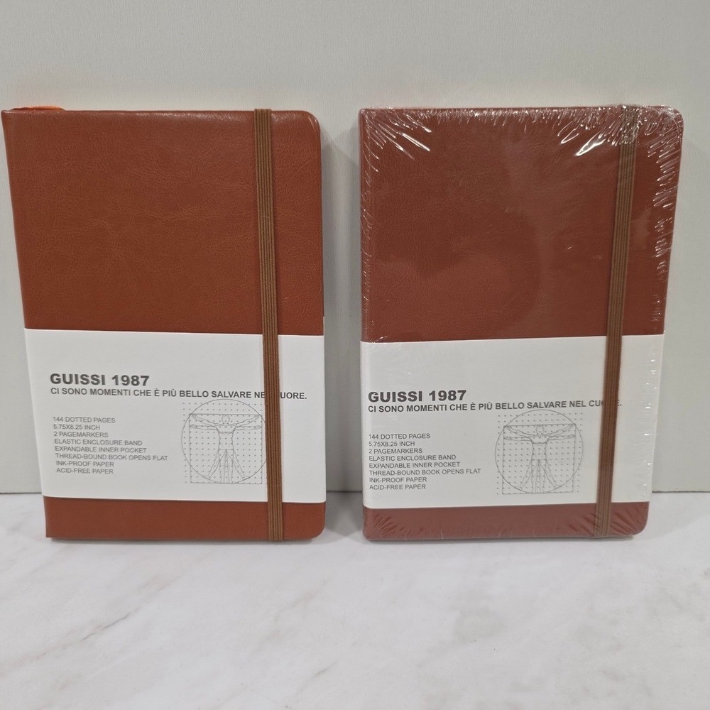 Dark Academia Minimalist Dotted Journal Notebook 2pk Guissi 1987 Brown pocket